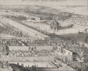 Enghien 右半分の公園の詳細、1685 年。 作： Romeyn de Hooghe