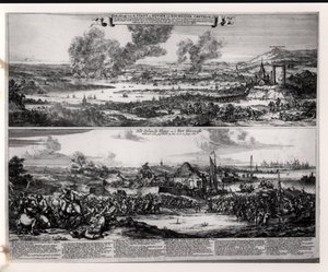 ニコラフィッシャー（1618-1709）によって刻まれたオランダのメドウェイ川攻撃、1667年6月20日および21日 作： Romeyn de Hooghe