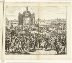 パリのレリーフ後のファルネーゼのお祝いの入場、1590年 Festes triomphales que Paris fit à Alexandre Farnese pour l