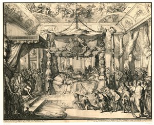 1695 年、彼女の死の床にある女王メアリー 2 世スチュアート イングランド女王メアリー2世スチュアートの死と埋葬、1695年（シリーズタイトル）