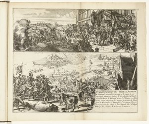1584年から1585年にかけてのパルマ公によるアントワープの包囲に関する2つの公演 アンヴェール包囲戦開始 (オブジェクトのタイトル) Guerres de Flandres (シリーズタイトル) 作： Romeyn de Hooghe