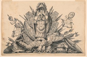 素描、絵画で描かれることを意図した武器のトロフィー、1830-1850年