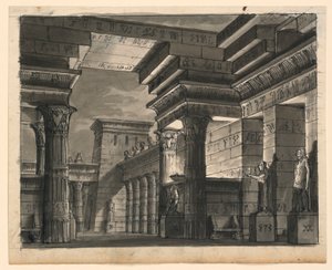 舞台デザイン、エジプトの建物 作： Romolo Achille Liverani