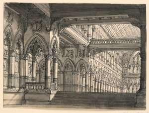 ステージデザイン、ゴシックホールのインテリア 作： Romolo Achille Liverani