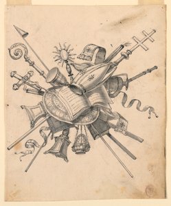 教会のオブジェクトを備えたトロフィー 作： Romolo Achille Liverani