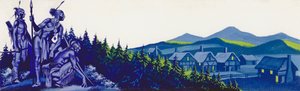 入植者を観察するアメリカ先住民（紙にガッシュ）