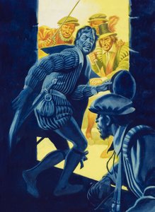 アンリ1世の暗殺（1550-88）ブロワのギーズ公爵（紙にグワッシュ） 作： ロン・エンブルトン