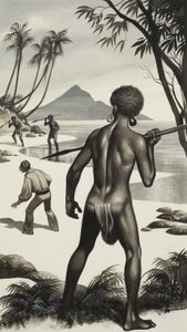 ハーマン・メルヴィル（1819-91）（紙にグワッシュ） 作： ロン・エンブルトン