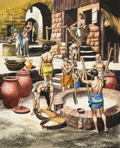 紀元前2500年から紀元前1600年のインダス渓谷の生活（紙にグワッシュ）