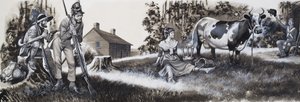 兵士を連れた乳母（紙にグワッシュ） 作： Ron Embleton