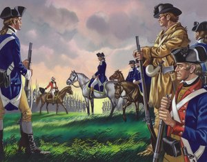 1781年10月19日、バージニア州ヨークタウンにおけるコーンウォリス将軍のアメリカ軍司令官への降伏（？ 作： ロン・エンブルトン