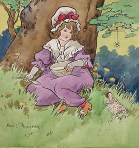 リトル・ミス・マフェット（鉛筆の上に水彩、ドローイングボード） 作： Rosa Petherick
