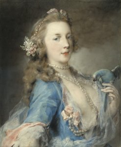 オウムを持った若い女性、1730年頃
