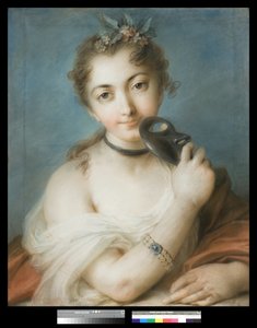 マスクを持つ女性の肖像、c.1720-30