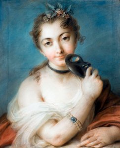仮面をつけた婦人の肖像 ロザルバ・カリエーラ（1675-1757）作 18世紀 個人蔵 作： Rosalba Giovanna Carriera