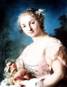 夏：桃を持つ少女 作： Rosalba Giovanna Carriera
