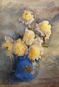 青い花瓶の牡丹、1899年 作： Rose Maynard Barton