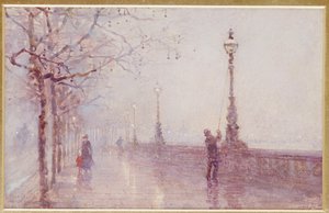 最後のランプ、テムズ川堤防、1892年 作： Rose Maynard Barton
