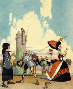 「As it was in 1400」、「Puck」の表紙、1910 年 7 月（カラー リソ） 作： Ross Gordon