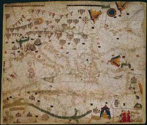 地中海と黒海の海図、1440 年代 作： Rossell
