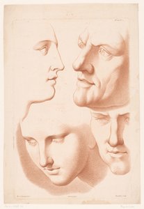 男と女の頭 自然からの描画の原則、パート 2 (シリーズ タイトル) IIe Cahier de Principes du Dessin d