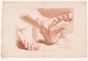 Titelprent met twee voeten Principes van het tekenen naar de natuur, deel vijf (series title) Ve Cahier de Principes du Dessin d