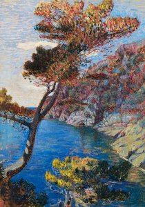ルバルド・メレッロ（1872-1922）作「ポルトフィーノ」、油彩・キャンバス、60x46cm。イタリア、20世紀 作： Rubaldo Merello