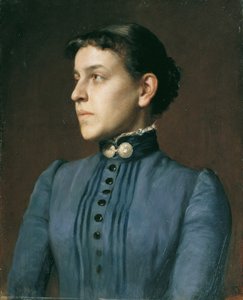 青いドレスの女性 作： Rudolf Bacher