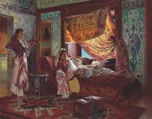 ハーレムでお茶を飲む。 作： Rudolf Ernst