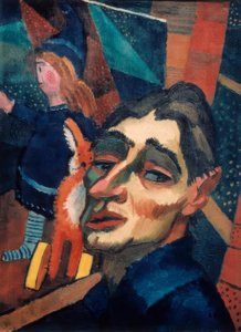 人形を持ったセルフポートレイト 作： Rudolf Wacker