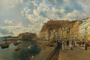 ナポリのサンタ・ルチアのビーチで 作： Rudolf von Alt