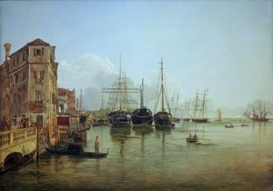 ヴェネツィアのジャルディーニパブリシに対するストラーダヌオーヴァの眺め 作： Rudolf von Alt