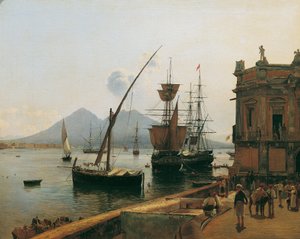 ヴェスヴィオ山があるナポリ港 作： Rudolf von Alt
