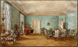 ファニー・エルスラーのサロン 作： Rudolf von Alt