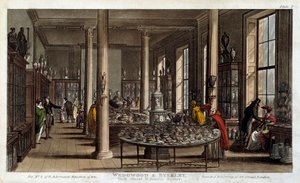 ロンドンのウェッジウッド磁器店の内観 リトグラフ：R. Ackermann