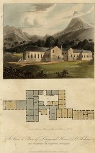 セントヘレナのロングウッドハウスの眺めと計画：ナポレオンボナパルトの邸宅、1817年