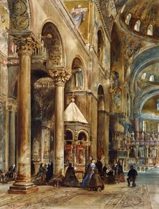 1884年ヴェネツィア、サンマルコ大聖堂の内部 作： Rudolf von Alt