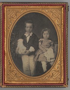無題の男の子と女の子の肖像、1855年。