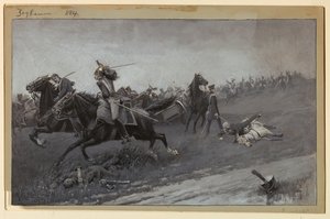 リニーで馬に乗っていないブリュッヒャー 作： Rufus Fairchild Zogbaum