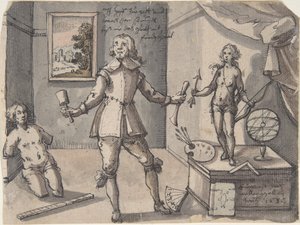 彼のスタジオのアーティスト、1636。