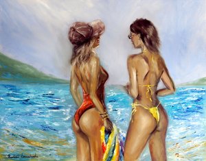 浜辺にて、2022年（キャンバスに油彩） 作： Ruslana Levandovska