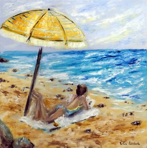 ビーチ・デイ、2022年（油彩、キャバス） 作： Ruslana Levandovska