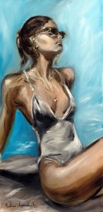 プールサイド、2022年（キャンバスに油彩） 作： Ruslana Levandovska