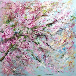桜-春が来た！、2022年（油彩、キャバス）