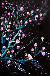 黒の桜、2024年（キャンバスに油彩）