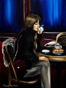 パリのカフェの女 II, 2024（油彩・キャンバス）