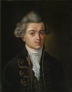 ファビュリストのイワン・ケムニツァーの肖像画、1745～1784年、19世紀のロシア絵画。 作： Russian Master.
