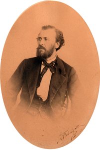 詩人ヤコフ・ペトロヴィッチ・ポロンスキー（ヤコフ・ペトロヴィッチ・ポロンスキー）（1820-1898）の肖像。 アルブミンの写真 作： Russian Photographer