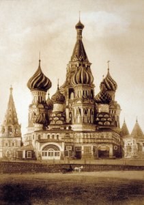 聖バジル大聖堂、赤の広場、モスクワ、c。 1890年（白黒写真）