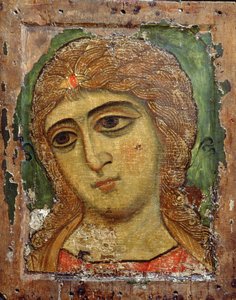大天使ガブリエル（黄金の髪の天使）ロシアのアイコン、12世紀（卵のテンペラのパネル）